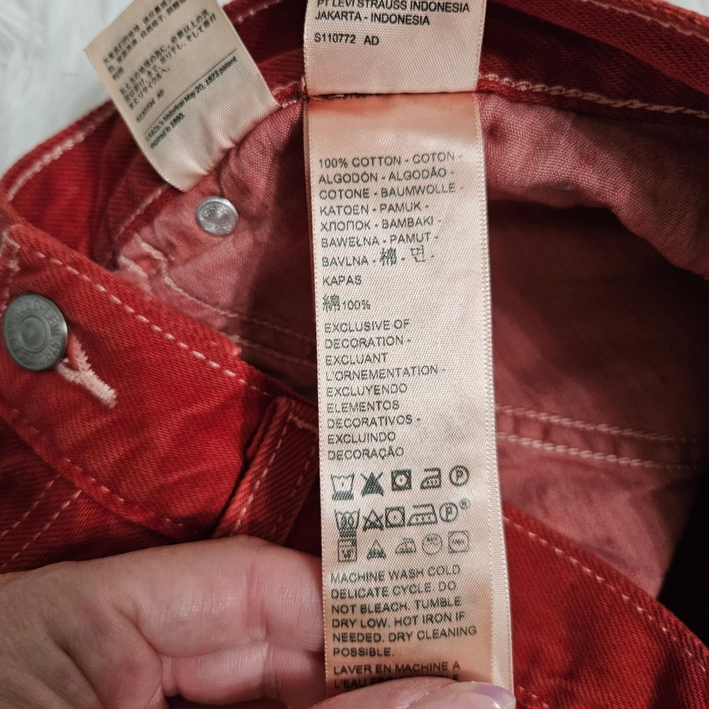 Levis Womens Dad Utility Pants Rust Relaxed Straight Leg Carpenter Jeans Sz 26 - Picture 13 of 13